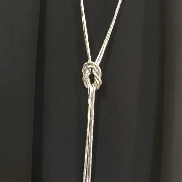 Layered Chiffon Keyhole Swing Dress with Necklace - Picture 7 of 8